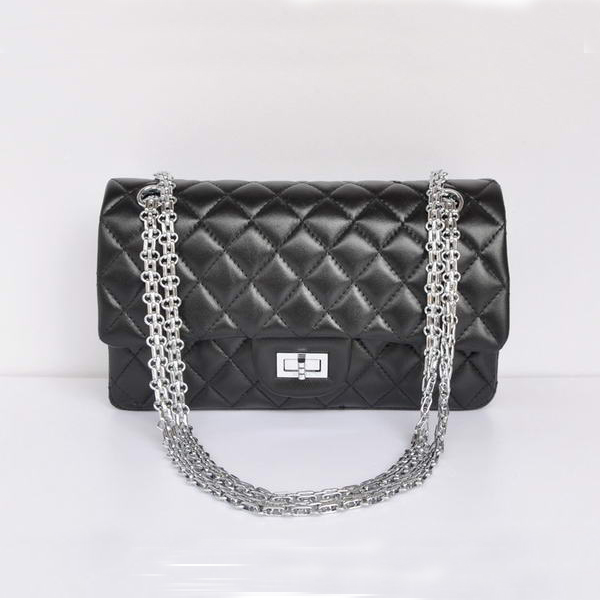 Chanel 1122 Classic Black Sheepskin Flap Bag Silver Hardware