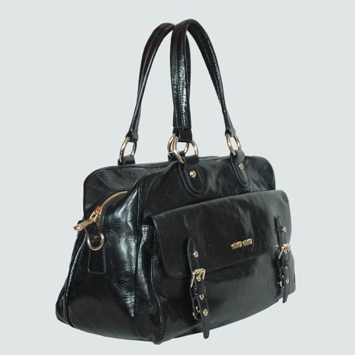 Miu Miu Shiny Leather Tote Bags 90263 Black