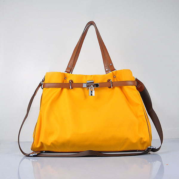 Hermes 2012 Waterproof Fabric Shoulder Bag Yellow