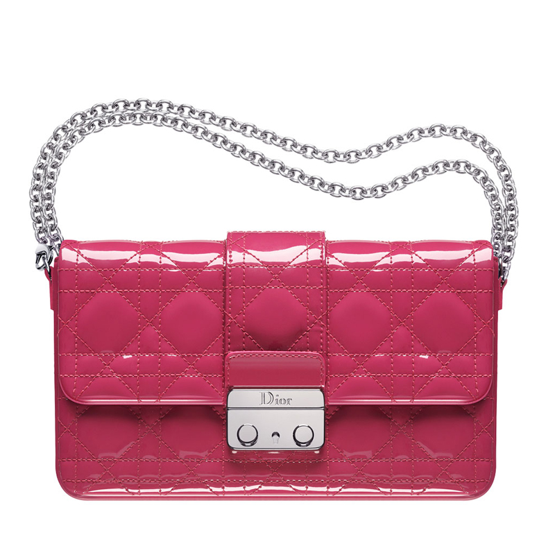 Dior New Lock pouch in raspberry patent leather