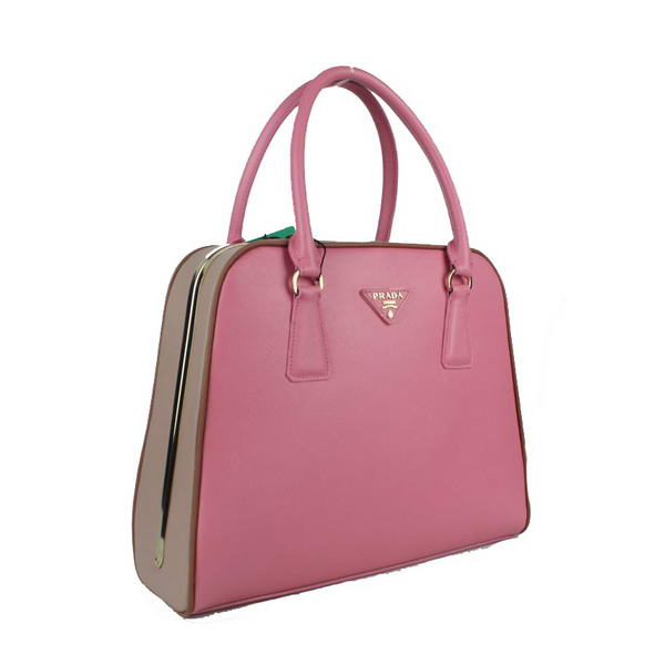 Prada Saffiano Leather Medium Tote Bag BL5018 Peach&Grey