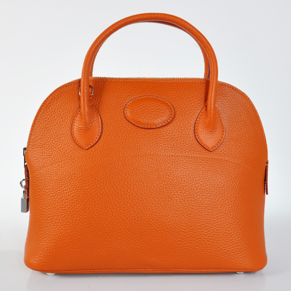 Hermes Bolide Togo Leather Tote Bag in Orange with Silver hardware