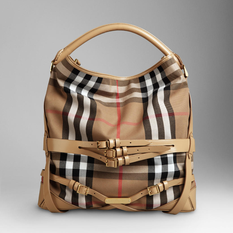 LARGE CHECK MULTIPLE BUCKLE HOBO