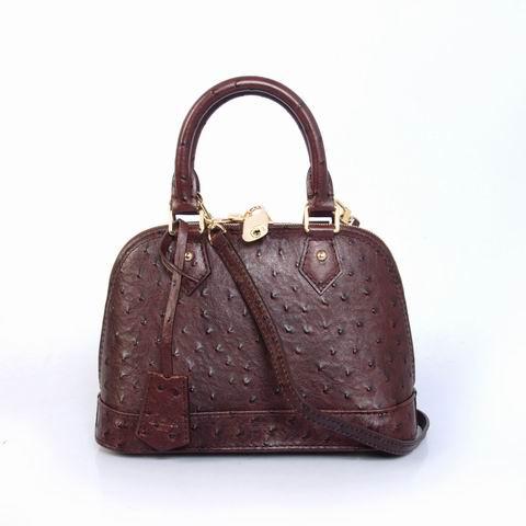 2013 Louis Vuitton Ostrich Leather Alma BB M91606 dark coffee