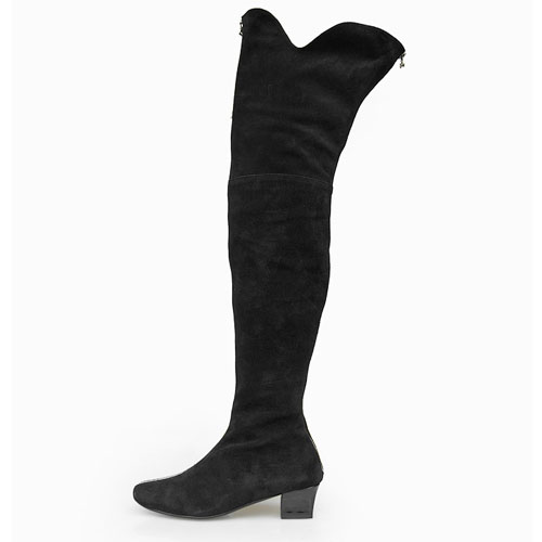 Chanel Suede Over Knee High Boots Black