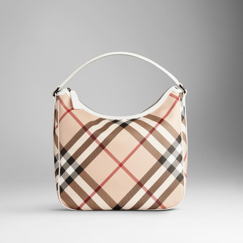 MEDIUM CHECK PATENT TRIM HOBO