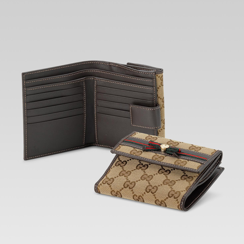 flap french wallet with bow and interlocking G detail