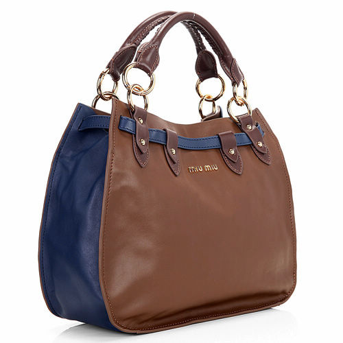 miu miu New Napa Leather Tote Bag 1783 Coffee