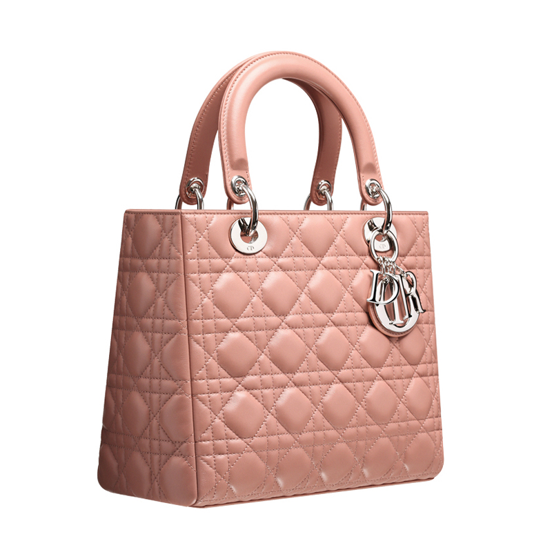 Rosewood leather 'Lady Dior' bag