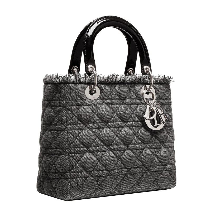 Black and white tweed Lady Dior bag