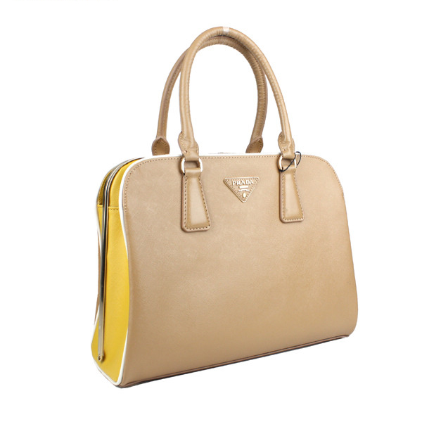 Prada Saffiano Leather Tote Bag 21267 Apricot&Yellow