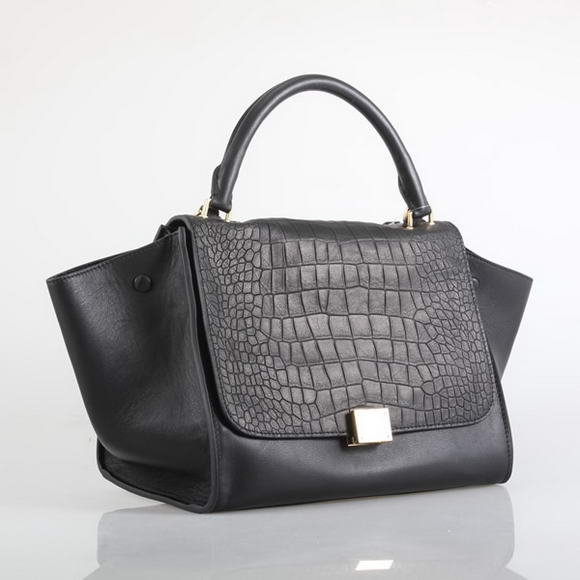 Celine Trapeze Bags in Croco Black