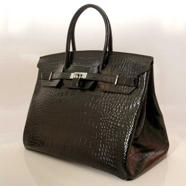 Hermes Birkin 40CM Crocodile stripes leather in Black with Silver hardware