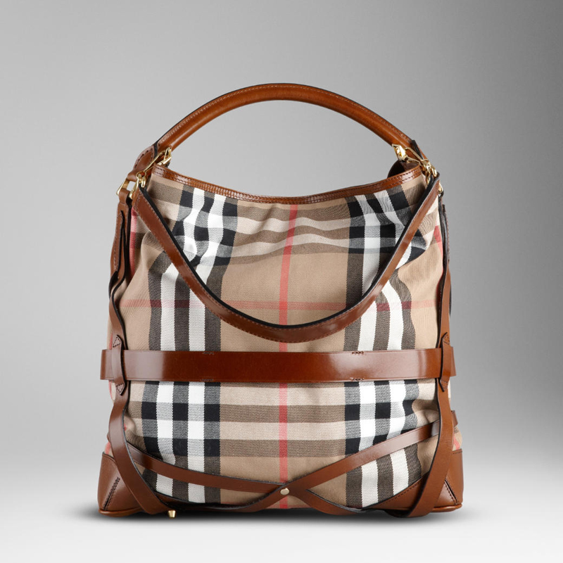 LARGE CHECK MULTIPLE BUCKLE HOBO