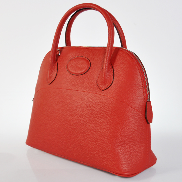 Hermes Bolide Togo Leather Tote Bag in Flame with Silver hardware