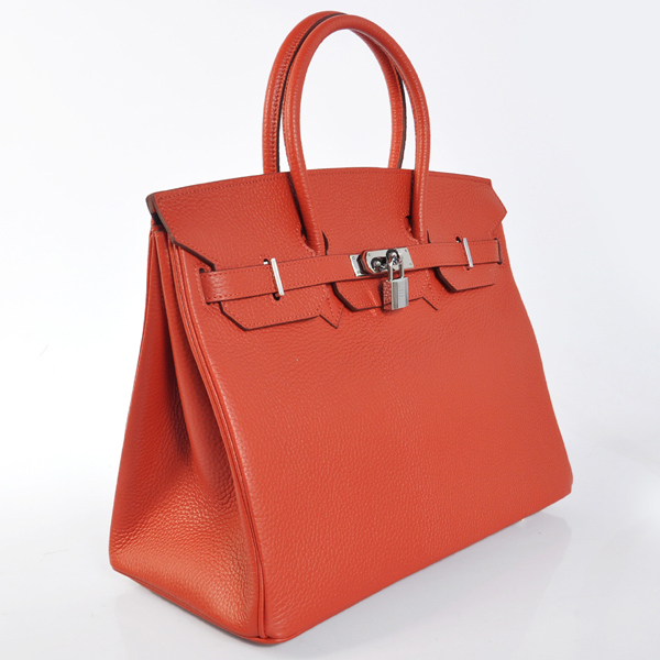 Hermes Birkin 35CM clemence leather in Cuckoo red with Silver hardware