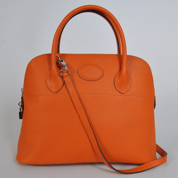 Hermes Bolide Bag 37cm clemence leather in Orange with Silver hardware