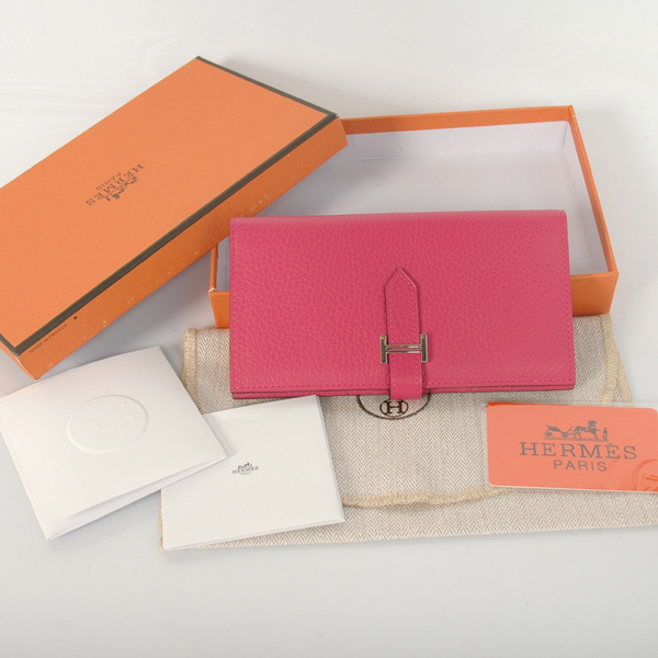 Hermes 2 fold wallet leather in Peach