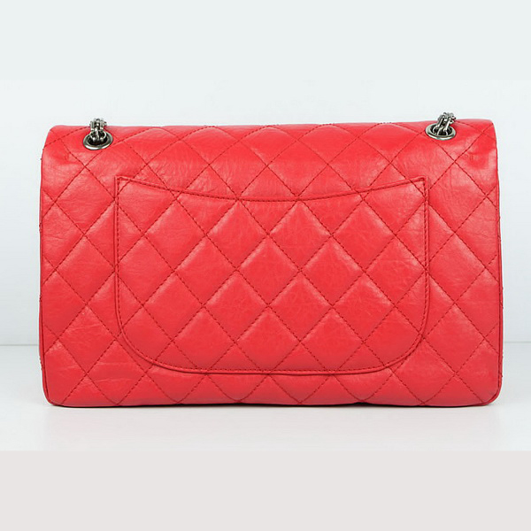 Chanel Flap Bag Quilted Red Leather with Silver Chain