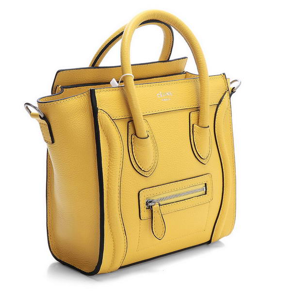 Hot Sell  Celine Luggage Nano Boston Bag Fluorescence Original Leather Yellow