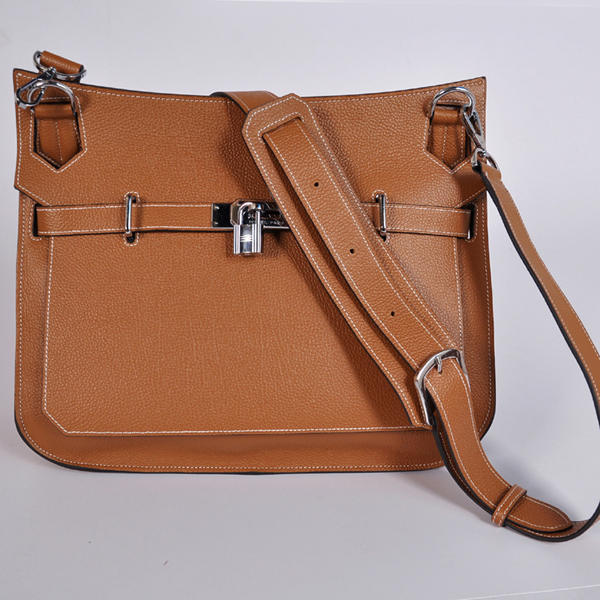 Hermes Jypsiere Bag 34cm togo leather in Camel with Silver hardware