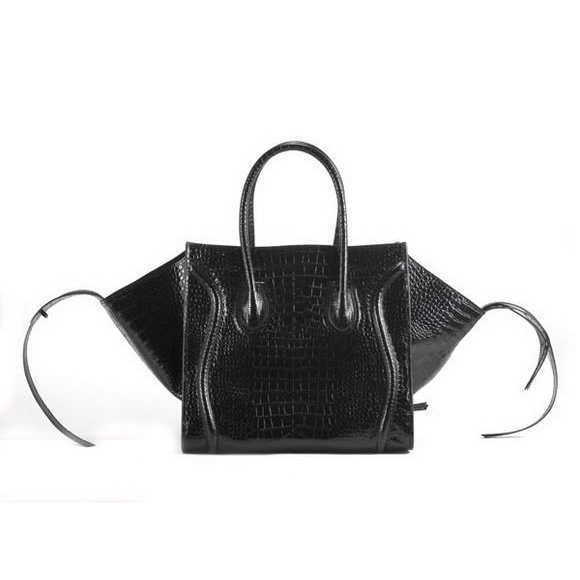 Celine Luggage Phantom Square Bags in Croco Black