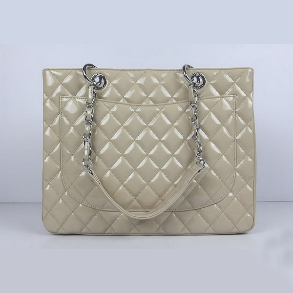 Chanel Handbags Apricot Patent Leather with Silver Hardware 50995