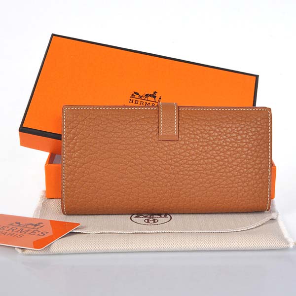 Hermes 2 flod original clemence leather wallet in Camel