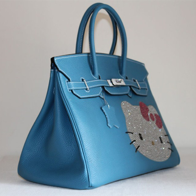 Hermes Birkin Hello Kitty 35CM Togo Leather Bag Blue HK0001