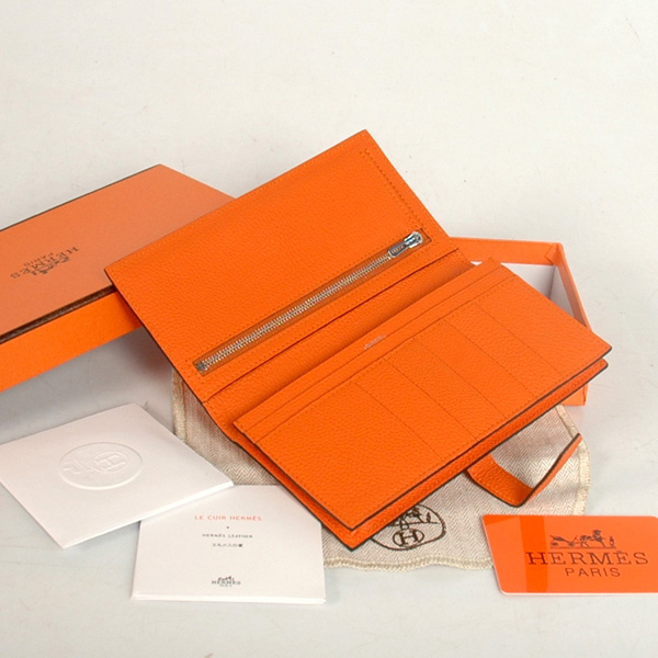 Hermes 2 flod original leather wallet in Orange