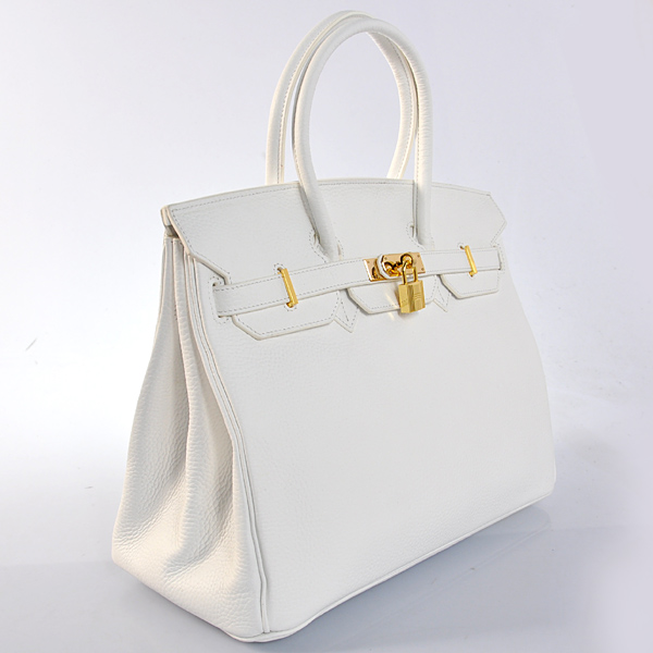 Hermes Birkin 35CM clemence leather in Pure white with Gold hardware