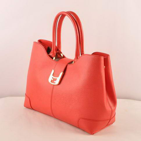 Fendi 2jours Saffiiano Leather Tote Bag 2546 Red