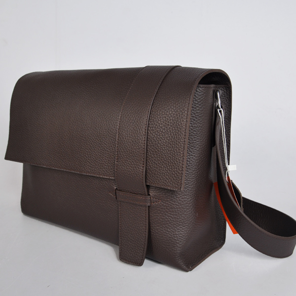 Hermes Alfred men Bag clemence leather in Dark Brown