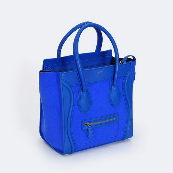 Celine Luggage Boston Tote Bag Ferrari&Suede Leather Blue