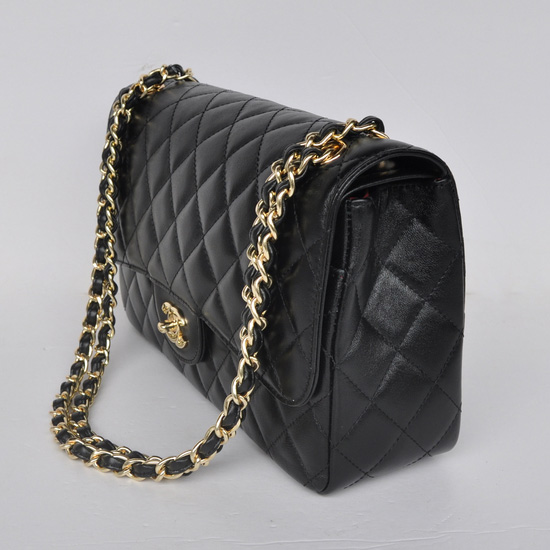 Chanel Jumbo Quilted Classic Cannage Patterns Flap Bag A58600 Black Gold