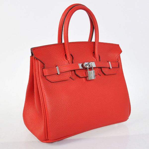 Hermes Birkin 25CM clemence leather in Flame with Silver hardware