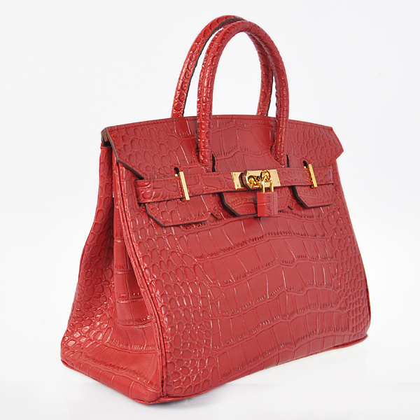 Hermes Birkin 30CM Crocodile stripes leather in Flame with Gold hardware