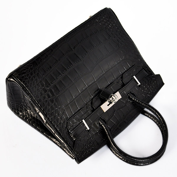 Hermes Birkin 30CM Crocodile stripes leather in Black with Silver hardware