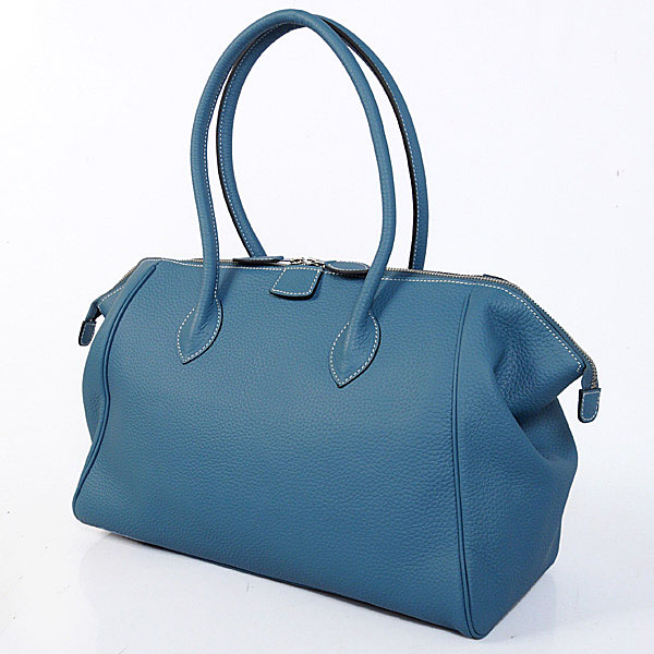 Hermes 37cm paris bombay clemence leather in Medium Blue