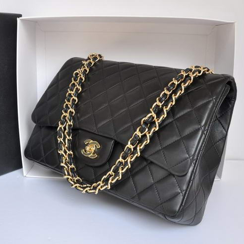 Chanel Original Leather Jumbo Flap Bag A47600 Black Gold