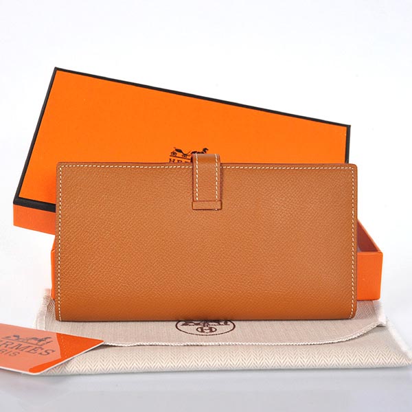 Hermes 2 flod original leather wallet in Camel