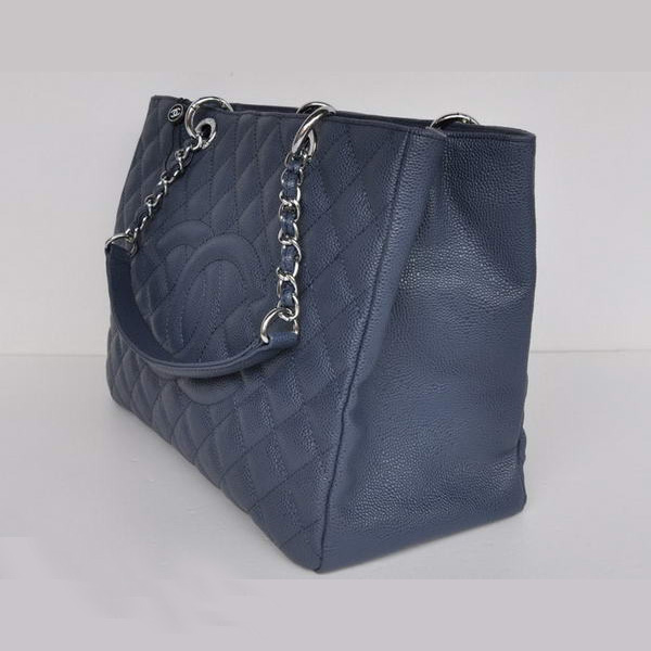 Chanel A50995 Royalblue Caviar Leather Shoulder Bag Silver