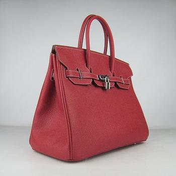 Hermes 35CM Red Cowhells Stripe (silver)