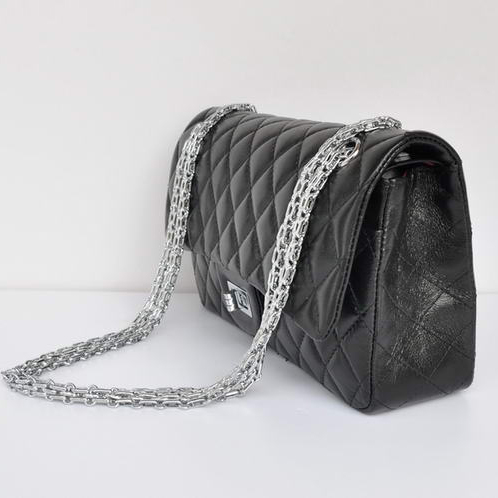 Chanel 1122 Classic Black Sheepskin Flap Bag Silver Hardware