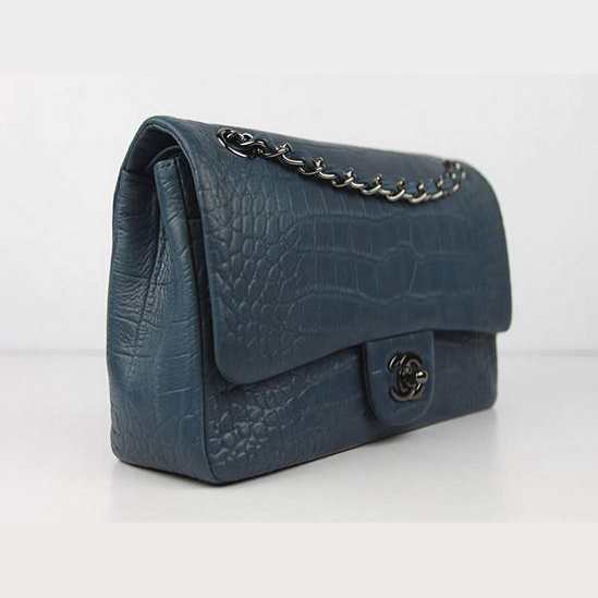 Chanel Fall Winter 2012 Croc Veins Leather Flap Bag A01112 Blue