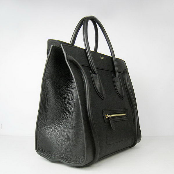 Celine Luggage Boston Tote Bags All Calfskin Leather C0189 Black