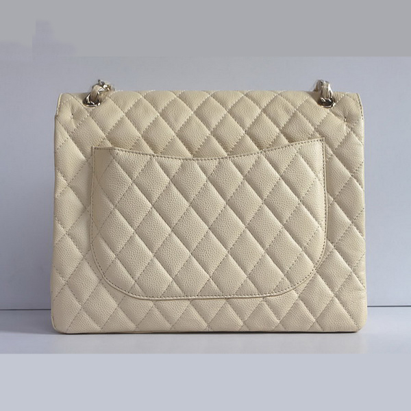 Chanel Flap Bag Quilted Beige Caviar with Gold Chain 1116