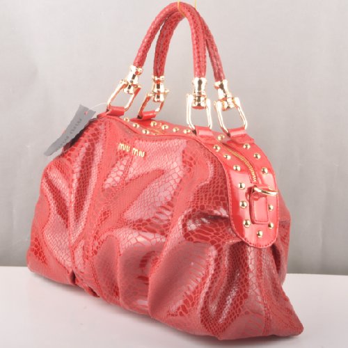 Miu Miu Tote Snake Veins Handbags 90302 Red