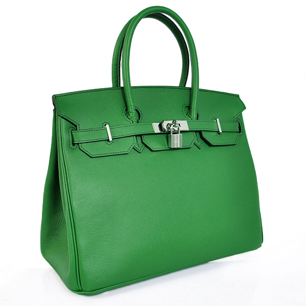 Hermes Birkin 35CM Palm stripes leather in Dark green with Silver hardware