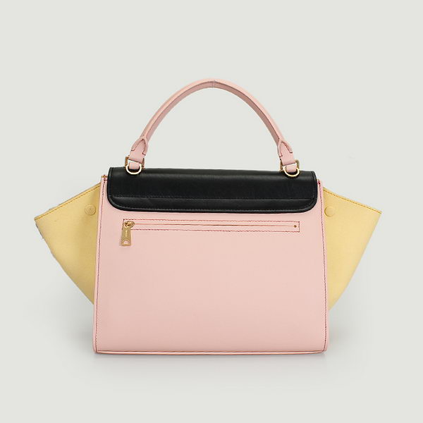 Celine Trapeze Bags Calfskin&Suede Black&Pink&Apircot